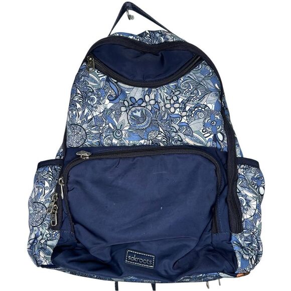 SAKROOTS Nylon Travel Laptop Backpack Floral Paisley Blue/White - Picture 1 of 10